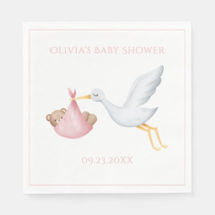 Pink Stork Baby Bear Girl Babydusche Serviette