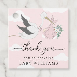Pink Stork Baby Dusche Danke Geschenkanhänger