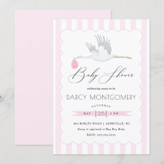 Pink Stork Baby Dusche Einladung für Baby Girl