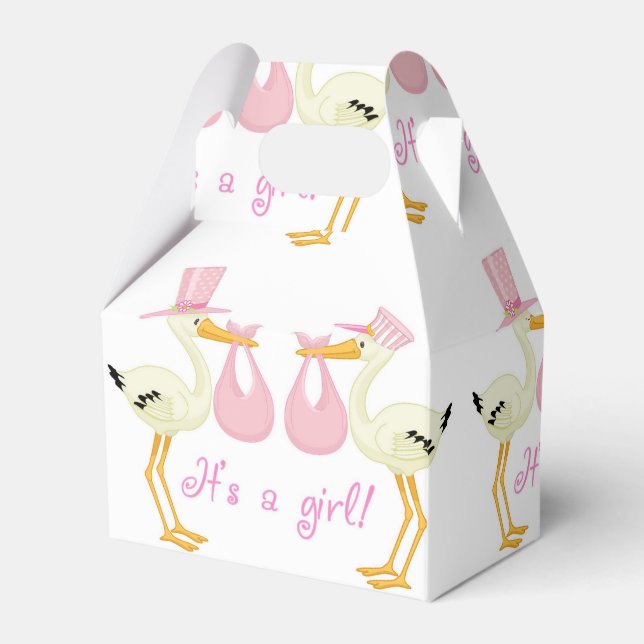 Pink Stork Baby Dusche Geschenkboxen Geschenkschachtel (Vorderseite)