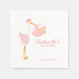 Pink Stork Baby Dusche Personalisiert Napkin Serviette