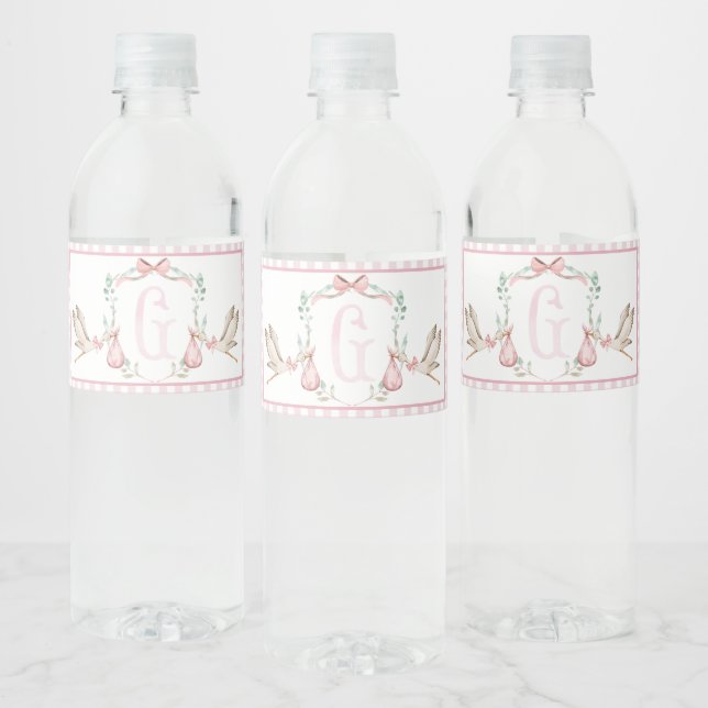 Pink Stork Baby Dusche Wasserflaschen Labels (Flaschen)