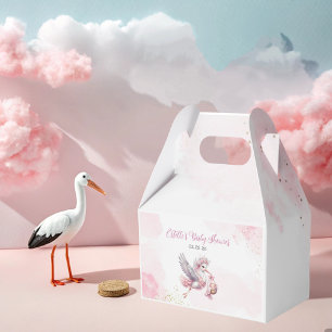 Pink Stork und Cloud Girl Baby Shower Geschenkbox Geschenkschachtel