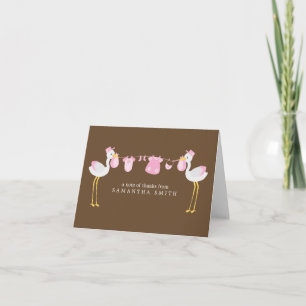 Pink Storks Girl Babydusche Danke Anmerkungen