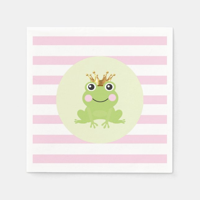 Pink Storybook Fairy Tale Frog Prince Baby Dusche Serviette (Vorderseite)
