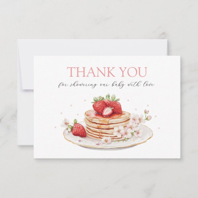 Pink Strawberry Baby Brunch Danke Karte (Vorderseite)