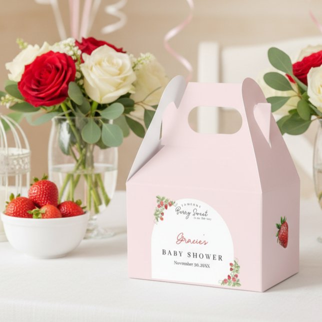Pink Strawberry Baby Shower Geschenkschachtel (Berry Sweet Baby Shower Favor Box)