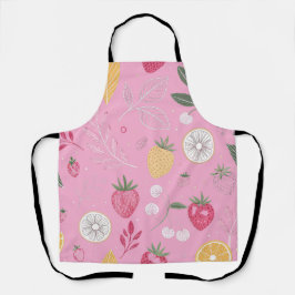 "Pink Strawberry Citrus Floral Schürze