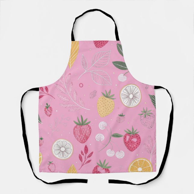 "Pink Strawberry Citrus Floral Schürze (Vorderseite)