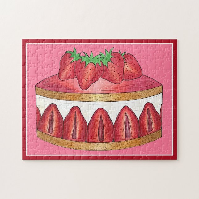 Pink Strawberry Fraisier Cake French Pastry Köche (Horizontal)