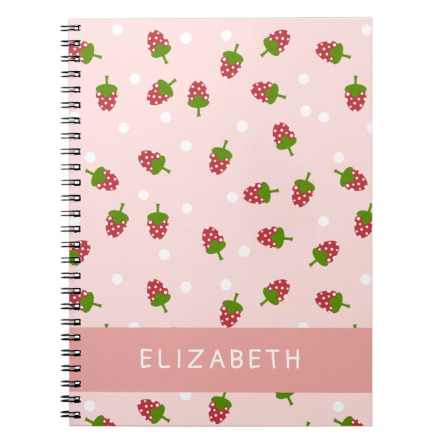 Pink Strawberry Kawaii Girly Niedliche Ästhetik Pa Notizblock (Vorderseite)