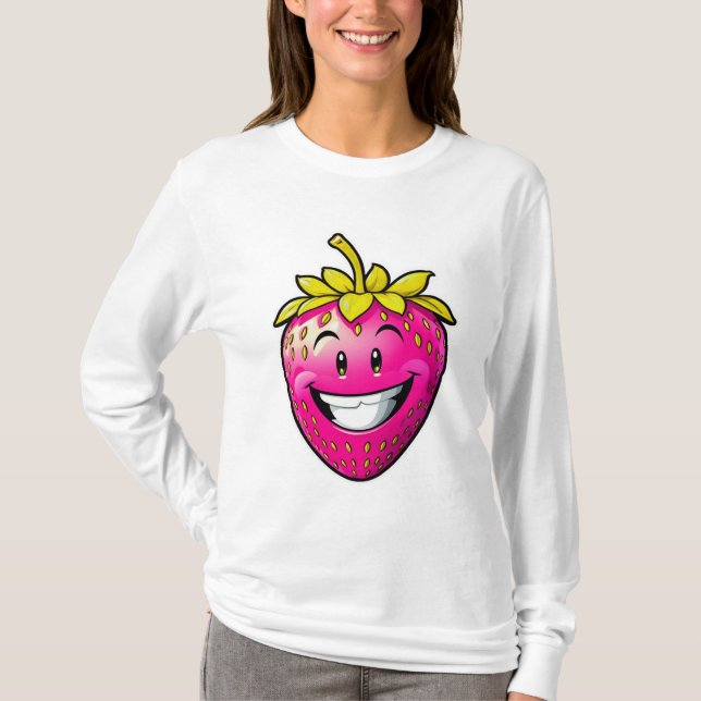Pink Strawberry Long Sleeve T-Shirt (Vorderseite)