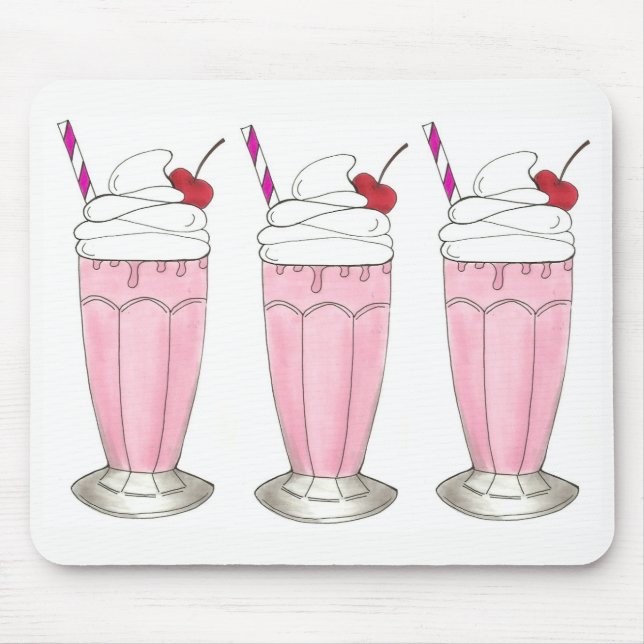 Pink Strawberry Shake Ice Cream Milkshake Foodie Mousepad (Vorne)