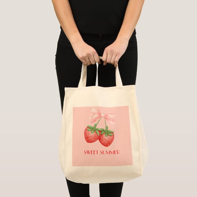 Pink strawberry tote bag (Devant (produit))