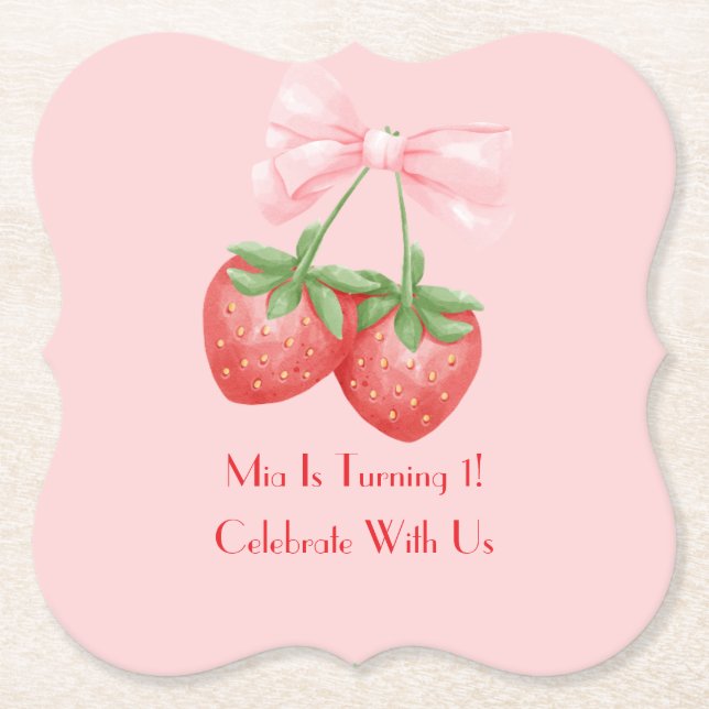 Pink strawberry  untersetzer (Vorderseite)