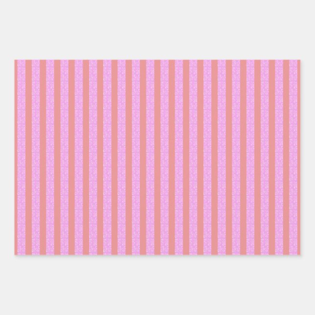 Pink Strip flaches Blatt Geschenkpapier (Vorderseite)