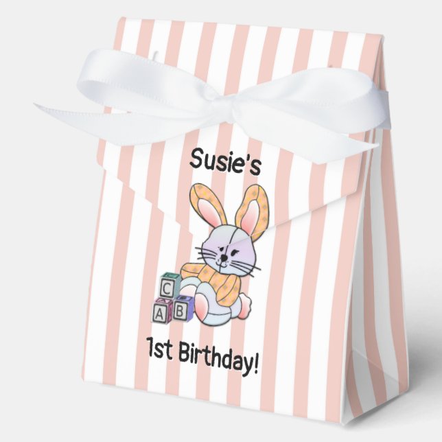 Pink Strip Kinderzimmer Art - Bunny Fevor Box Geschenkschachtel (Vorderseite)