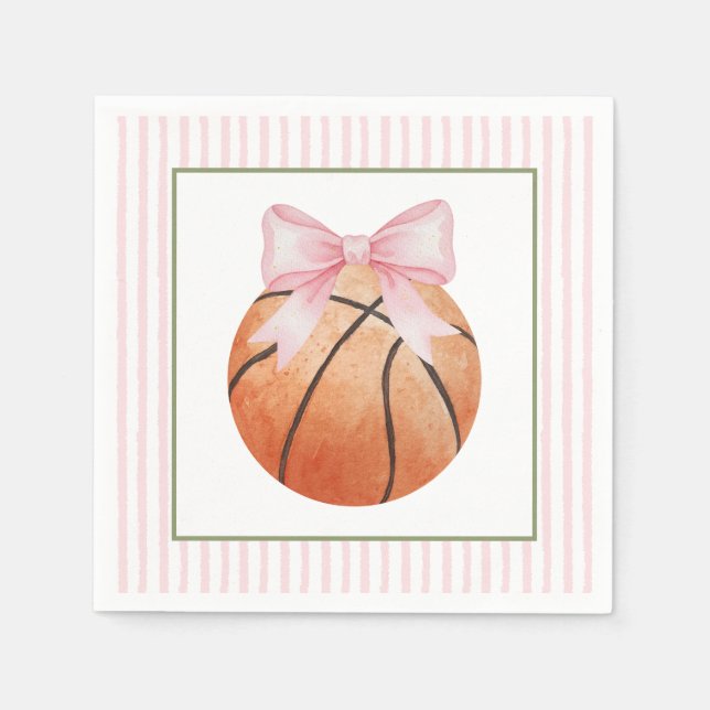 Pink Stripe Basketball  Serviette (Vorderseite)