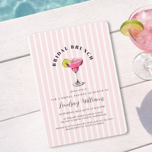 Pink Stripe Cocktail Brautparty-Einladung Einladung