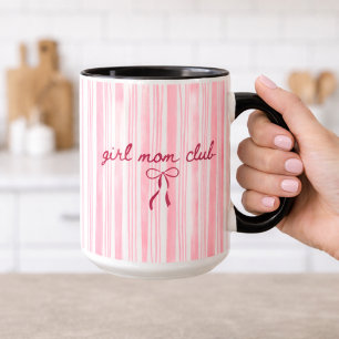 Pink Stripe Girl Mom Club Tasse