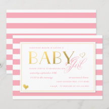 Pink Stripe Imitate Gold Baby Girls Dusche