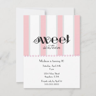 Pink Stripe Sweet 16 Invitation