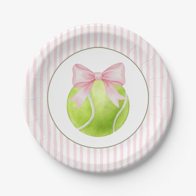 Pink Stripe Tennis  Pappteller (Vorderseite)