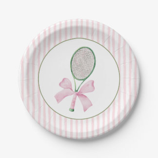 Pink Stripe Tennis Pappteller