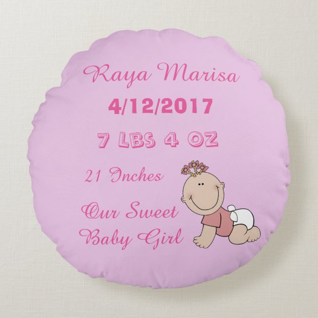 Pink Striped personnalisé Baby Girl Coussin (Devant)