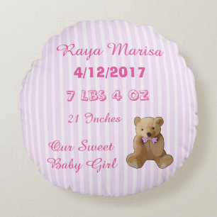 Pink Striped personnalisé Baby Girl Coussin