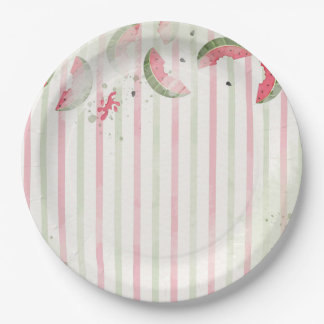 Pink Striped Watermelon First Birthday Party Invit Pappteller