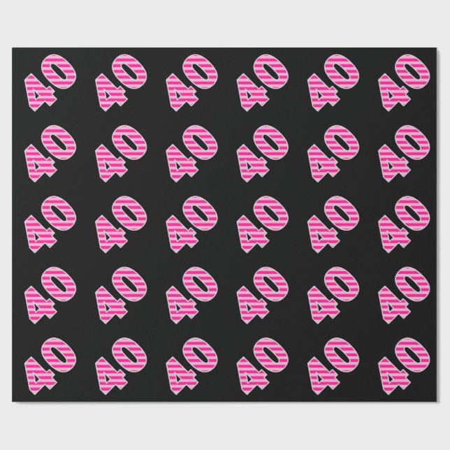 Pink Stripes 40 Event # (Geburtstag, Jahrestag) Geschenkpapier (Flach)