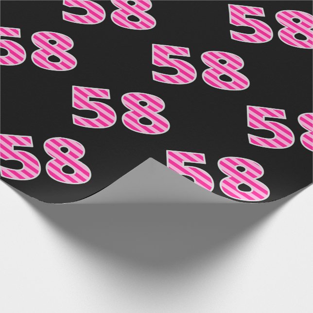 Pink Stripes 58 Event # (Geburtstag, Jahrestag) Geschenkpapier (Ecke)
