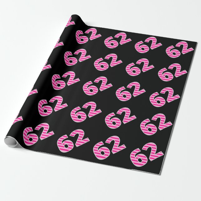 Pink Stripes 62 Event # (Geburtstag, Jahrestag) Geschenkpapier (Ungerollt)