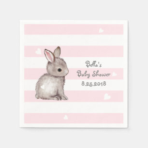Pink Stripes Bunny Baby Dusche Papier Napkin Serviette