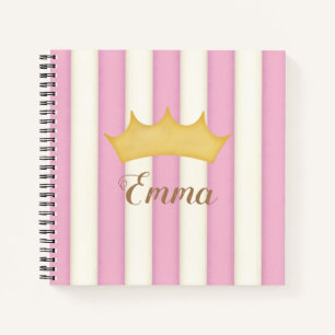 Pink Stripes Crowé Monogramme Princesse Journal
