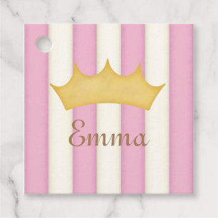 Pink Stripes Crowned Monogram Personalisiert Royal Geschenkanhänger