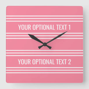 Pink Stripes custom wall clock Quadratische Wanduhr