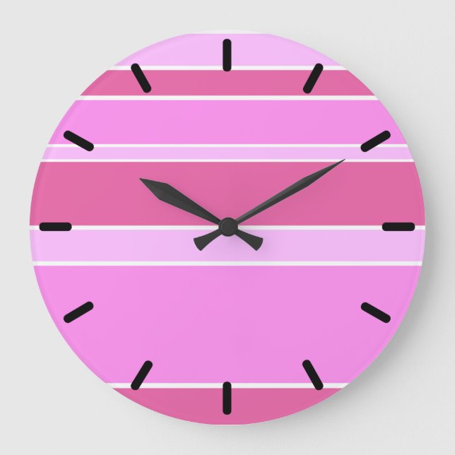 Pink stripes große wanduhr (Vorderseite)