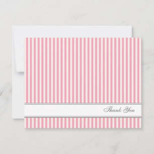 Pink Stripes Motif Flat Remerciements Note Cartes