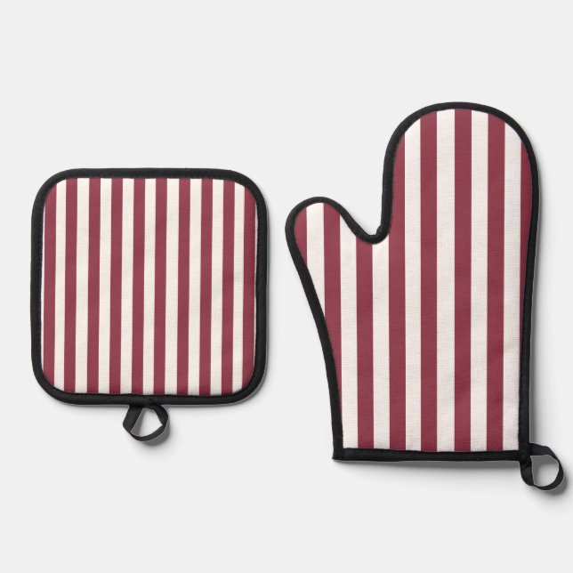 Pink Stripes  Ofenhandschuh & Topflappen-Set (Vorderseite)