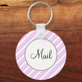 Pink Stripes on White Editable Front & Back Mail Schlüsselanhänger