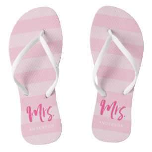 Pink Stripes personalisieren mit Name Frau. Flip Flops