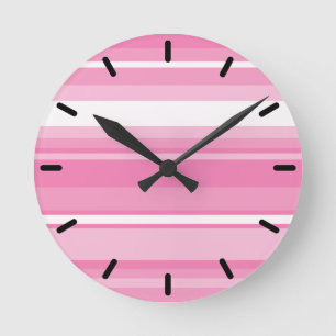 Pink stripes runde wanduhr