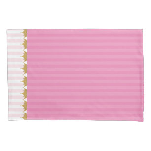 Pink Stripes und Goldkronen Kissen-Case Kissenbezug