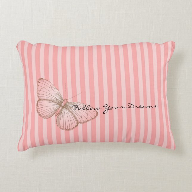 Pink Stripes with Butterfly Dekokissen (Vorderseite)