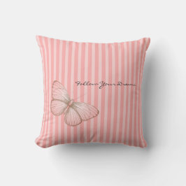 Pink Stripes with Butterfly Kissen