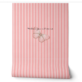 Pink Stripes with Butterfly Tapete