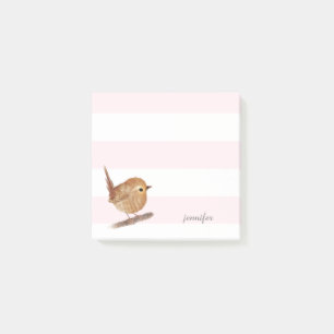Pink Stripes Wren Bird Post-it® Notes Post-it Klebezettel