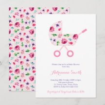 Pink Stroller für Girl Floral Baby Dusche